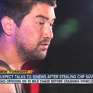 Man in handcuffs suspected of stealing CHP cruiser, leading 10-mile chase - YouTube