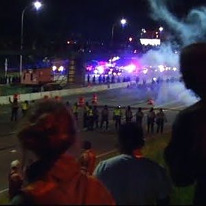 Raw: Police Use Smoke Bombs to Clear Protesters - YouTube