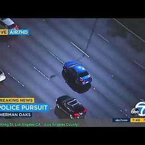 Full Police Chase - LAPD chase stolen car down Hollywood Walk of Fame - YouTube