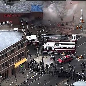 Raw: Baltimore firefighters put out blaze at looted CVS - YouTube