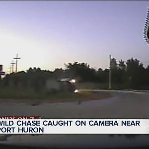 Dash-cam video shows wild police chase end with car flipping at 90 mph in roundabout - YouTube