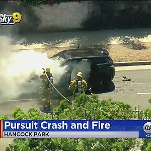 Police Pursuit End In Fiery Crash In Hancock Park - YouTube