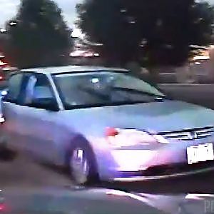 Dashcam Shows Woman Crashing Stolen Car During Police Chase - YouTube