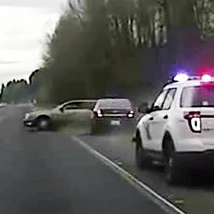 Police chase suspect at high speed.