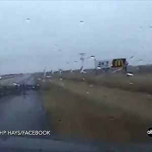 Semi Loses Control, Almost Hits Kansas Highway Patrol Trooper - YouTube