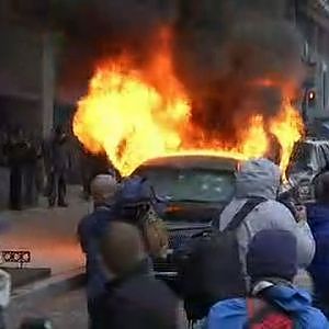 Raw: Vehicle Burns as DC Protests Escalate - YouTube