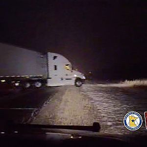 MSP Dashcam: Semi Loses Control, Nearly Hits Two State Troopers in Inver Grove Heights - YouTube
