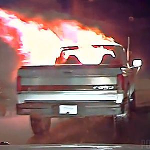 Police Dashcam Shows Officer Save Restaurant From Burning Car - YouTube