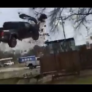 Truck Launched Into Air Lands On Another Car After POLICE CHASE! - YouTube
