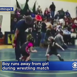 Boy Runs Away From Girl During Wrestling Match - YouTube